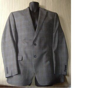 Lauren Ralph Lauren 52% Silk 48% Wool Mens Blazer Sport Coat 44R Gray/Blue Plaid